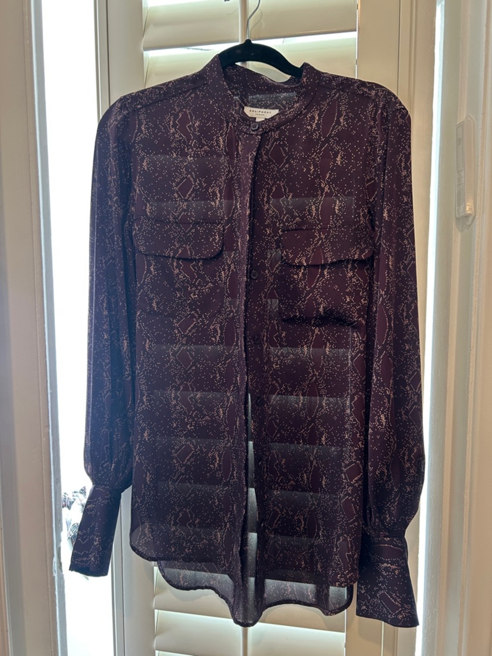 Equipment Burgundy Printed Long-Sleeve Button-Front Shirt Jacket